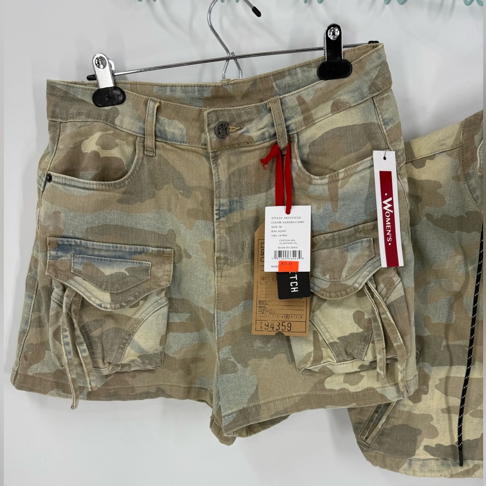 Grindhouse denim streetwear camo crop top and short set M NWT - Picture 5 of 17
